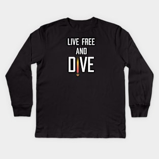 Helldivers "Live Free And Dive" White Text Kids Long Sleeve T-Shirt